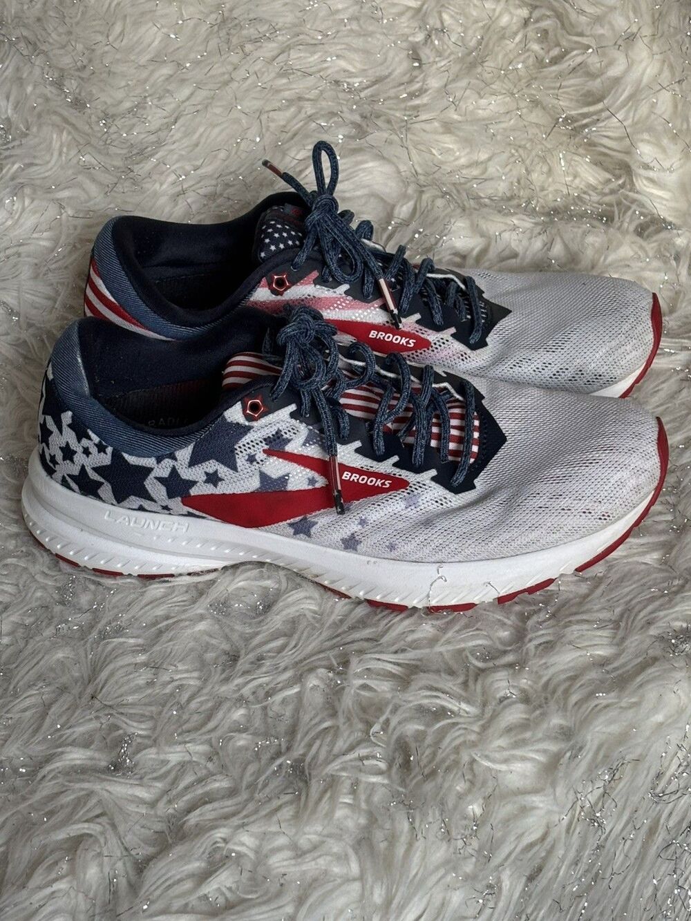 Brooks Launch 6 Running Shoes Women Sz 9 Old Glory July 4th Stars Stripes USA